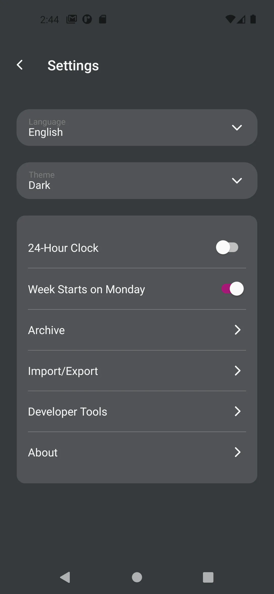 Settings Screen